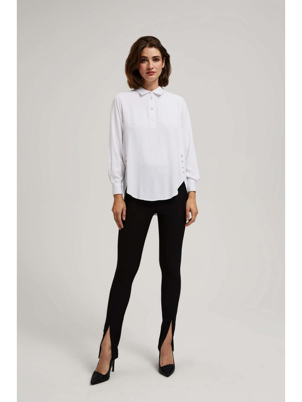 Moodo Bijela bluza s dekorativnim gumbima na izrezu i rukavima Moodo