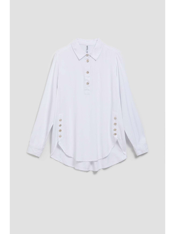 Moodo Bijela bluza s dekorativnim gumbima na izrezu i rukavima Moodo