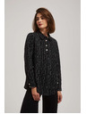 Moodo Crna bluza s dekorativnim gumbima i nježnim uzorkom Moodo