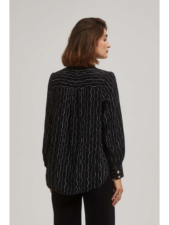 Moodo Crna bluza s dekorativnim gumbima i nježnim uzorkom Moodo