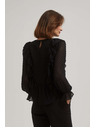 Moodo Crna košulja s volanima i dugim rukavima Moodo