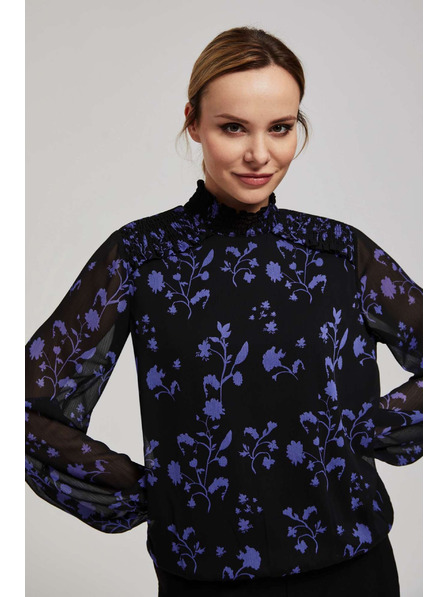Moodo Crna košulja s cvjetnim uzorkom Moodo