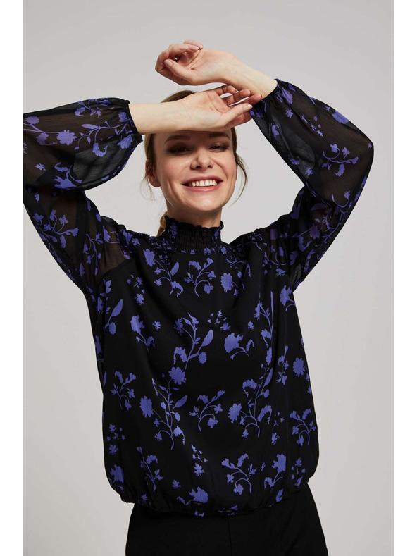 Moodo Crna košulja s cvjetnim uzorkom Moodo