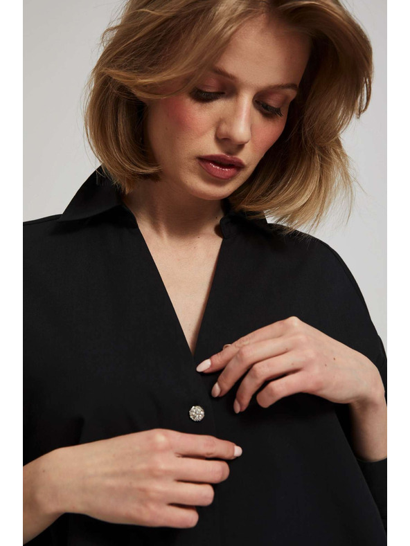 Moodo Crna bluza s dekorativnim gumbima i napuhnutim rukavima Moodo