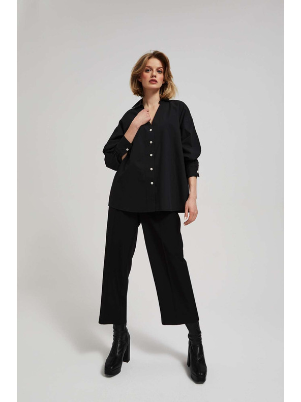 Moodo Crna bluza s dekorativnim gumbima i napuhnutim rukavima Moodo