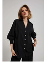 Moodo Crna bluza s dekorativnim gumbima i napuhnutim rukavima Moodo