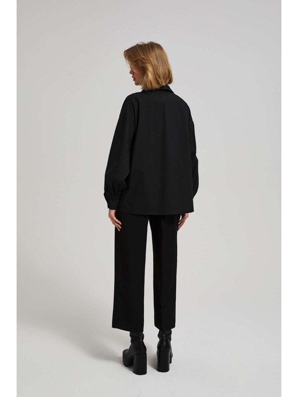 Moodo Crna bluza s dekorativnim gumbima i napuhnutim rukavima Moodo