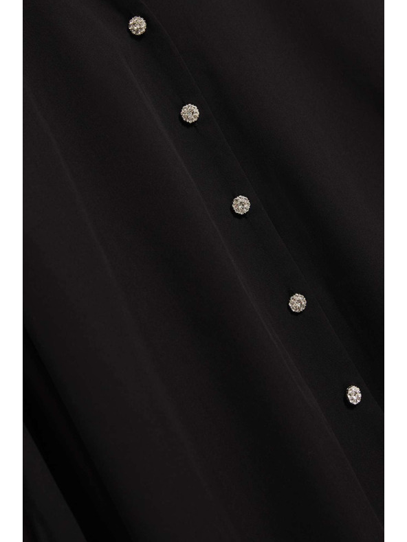 Moodo Crna bluza s dekorativnim gumbima i napuhnutim rukavima Moodo