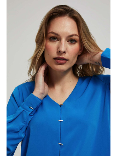 Moodo Košulja s V-izrezom i nježnim gumbima azurna Moodo