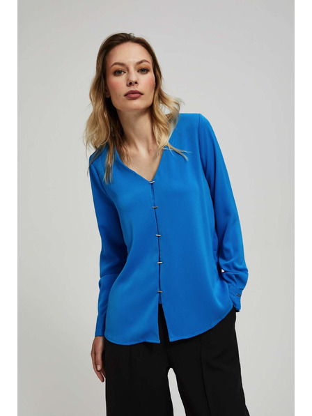Moodo Košulja s V-izrezom i nježnim gumbima azurna Moodo