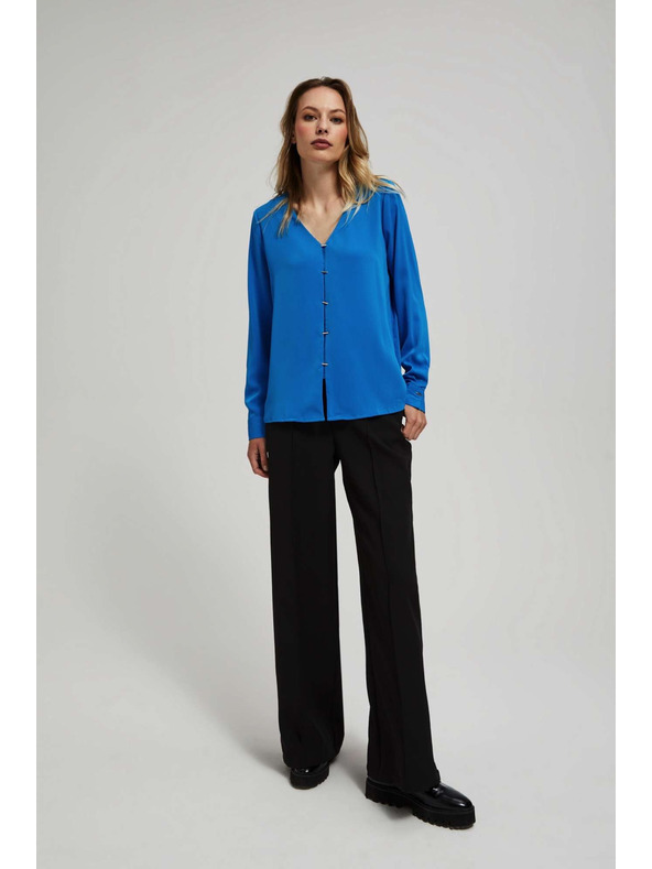 Moodo Košulja s V-izrezom i nježnim gumbima azurna Moodo