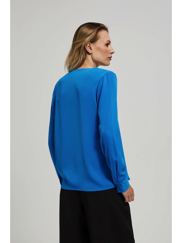 Moodo Košulja s V-izrezom i nježnim gumbima azurna Moodo