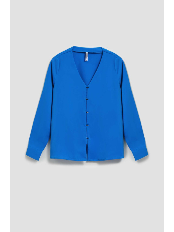 Moodo Košulja s V-izrezom i nježnim gumbima azurna Moodo