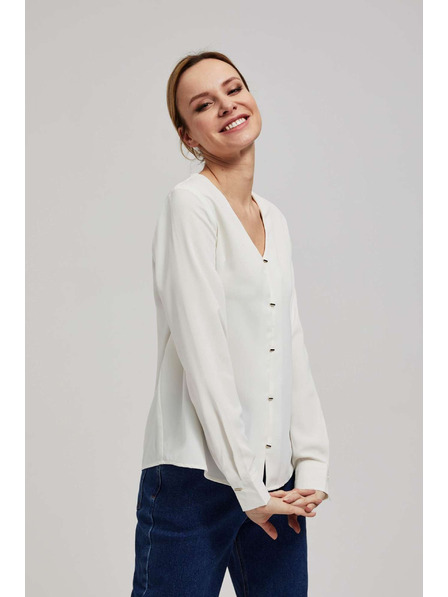 Moodo Košulja s V-izrezom i nježnim biserno-perlatnim gumbima biserasta Moodo