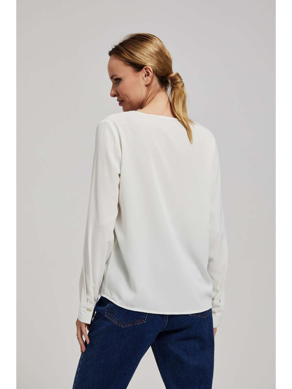 Moodo Košulja s V-izrezom i nježnim biserno-perlatnim gumbima biserasta Moodo