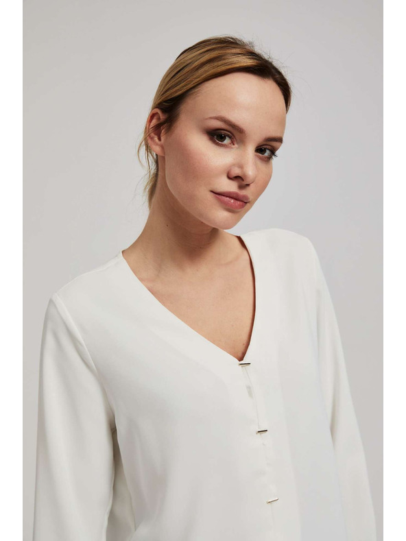 Moodo Košulja s V-izrezom i nježnim biserno-perlatnim gumbima biserasta Moodo