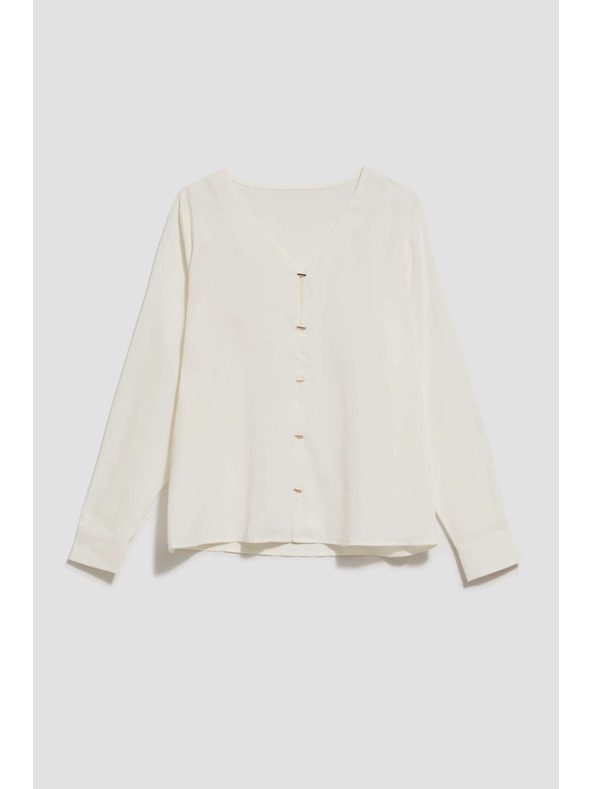 Moodo Košulja s V-izrezom i nježnim biserno-perlatnim gumbima biserasta Moodo