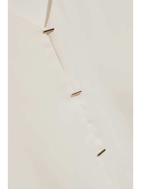 Moodo Košulja s V-izrezom i nježnim biserno-perlatnim gumbima biserasta Moodo