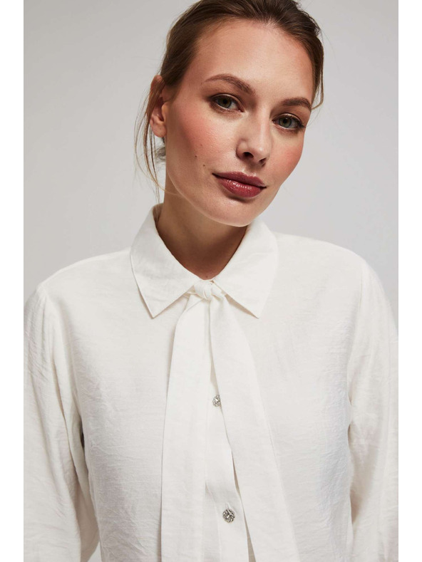 Moodo Biserasta košulja Moodo s vezanim izrezom i dekorativnim gumbima