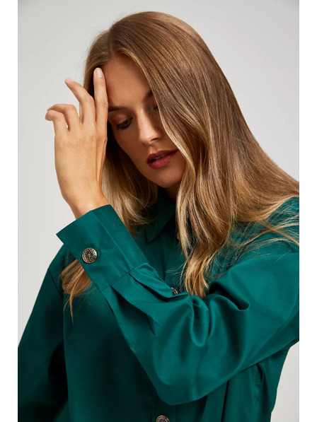 Moodo Smaragdna bluza s dekorativnim gumbima Moodo