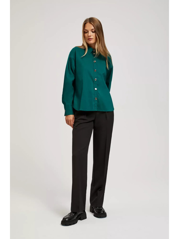 Moodo Smaragdna bluza s dekorativnim gumbima Moodo
