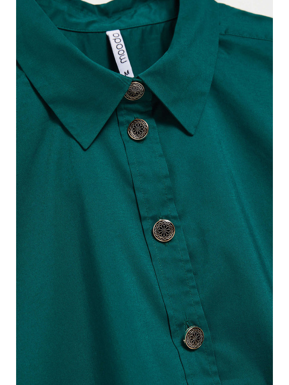 Moodo Smaragdna bluza s dekorativnim gumbima Moodo