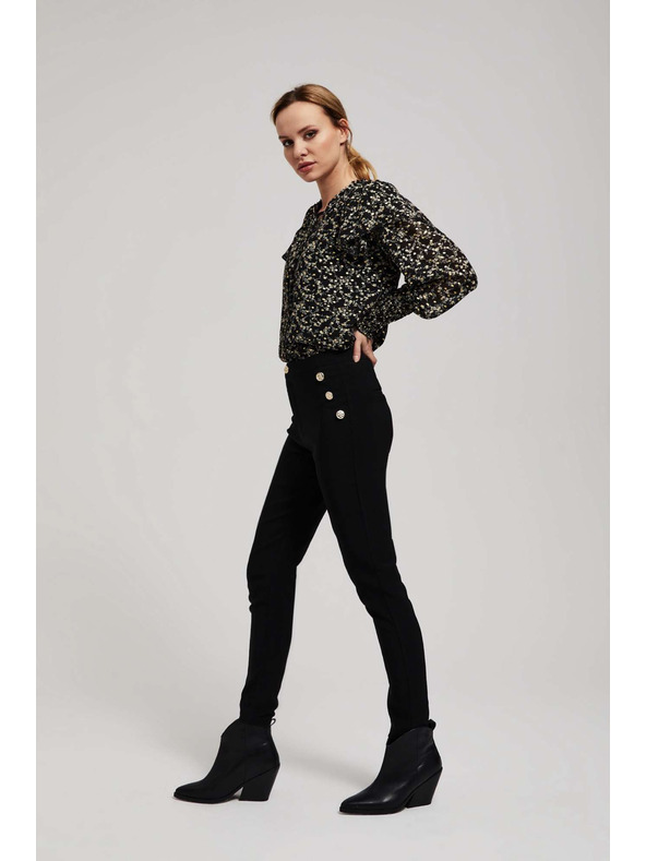 Moodo Uzorovana košulja s vezivanjem na izrezu crna Moodo