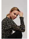 Moodo Uzorovana košulja s vezivanjem na izrezu crna Moodo