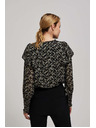 Moodo Uzorovana košulja s vezivanjem na izrezu crna Moodo