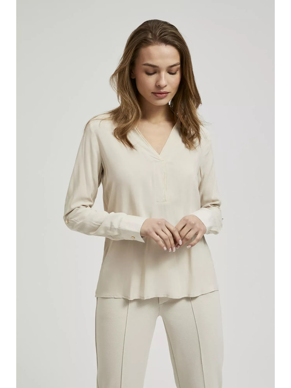 Moodo Glatka košulja dugih rukava bež Moodo