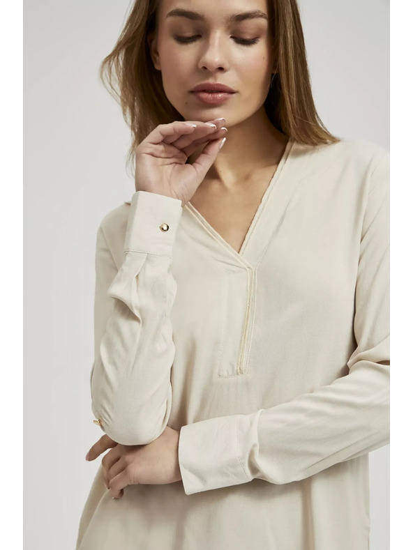 Moodo Glatka košulja dugih rukava bež Moodo