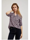 Moodo Tamno plava košulja s cvjetnim printom i zavrnenim rukavima Moodo