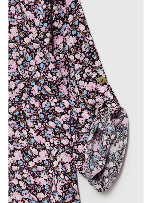 Moodo Tamno plava košulja s cvjetnim printom i zavrnenim rukavima Moodo