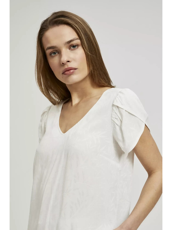 Moodo Bijela košulja s V-izrezom Moodo