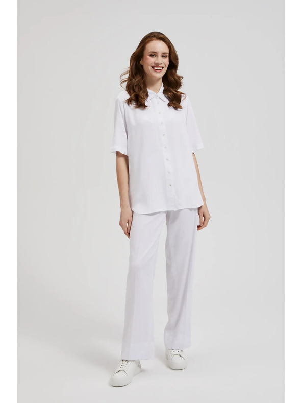 Moodo Bijela viskozna košulja s ovratnikom Moodo