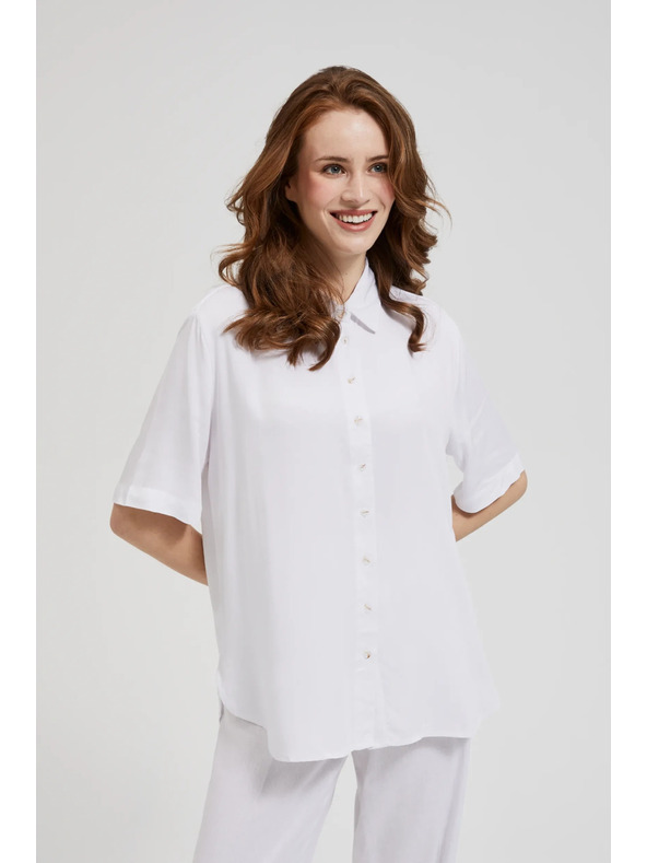 Moodo Bijela viskozna košulja s ovratnikom Moodo