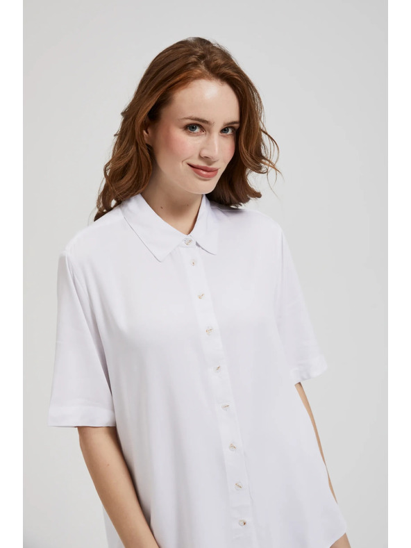 Moodo Bijela viskozna košulja s ovratnikom Moodo