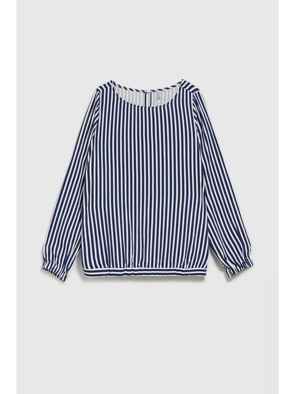 Moodo Bijelo-tamno plava košulja s okruglim izrezom i tankim brettelama Moodo