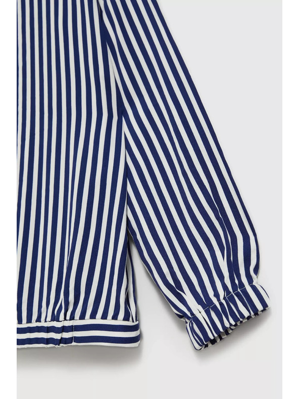 Moodo Bijelo-tamno plava košulja s okruglim izrezom i tankim brettelama Moodo