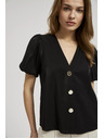 Moodo Crna košulja s naboranim rukavima i dekorativnim gumbima Moodo