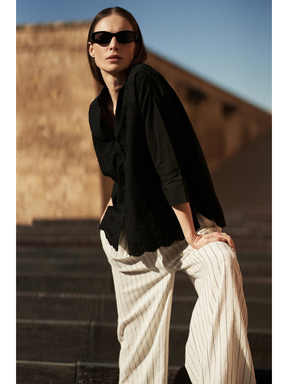 Moodo Crna oversize košulja na gumbe Moodo