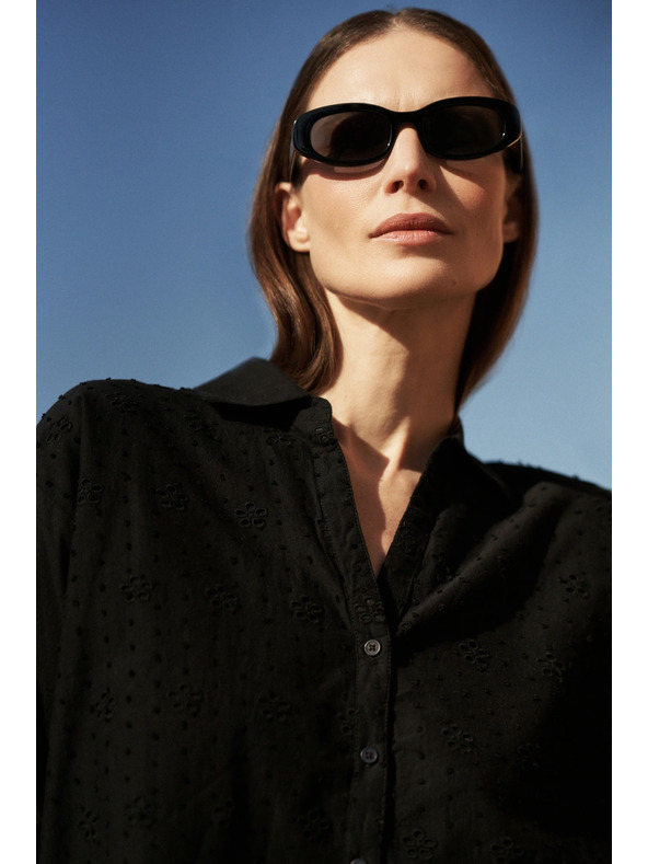 Moodo Crna oversize košulja na gumbe Moodo