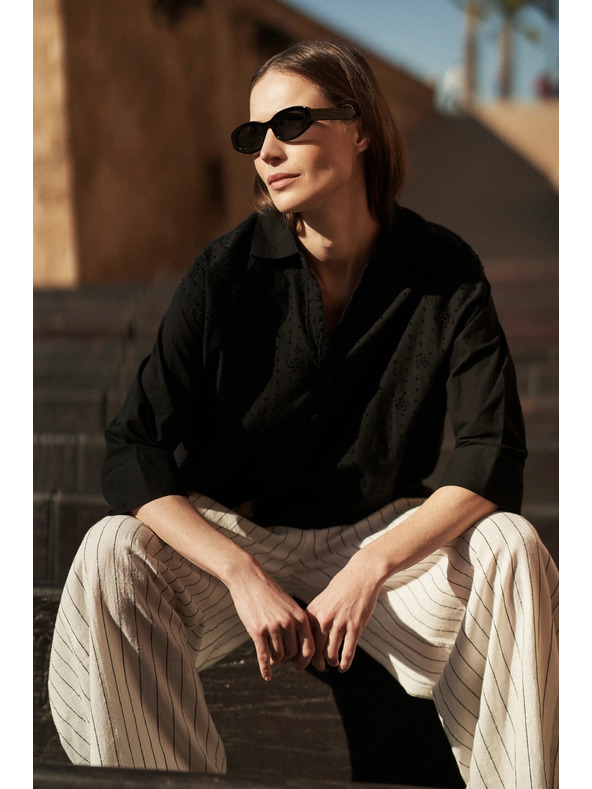 Moodo Crna oversize košulja na gumbe Moodo