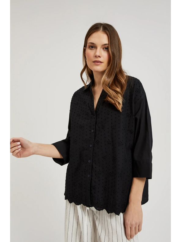 Moodo Crna oversize košulja na gumbe Moodo