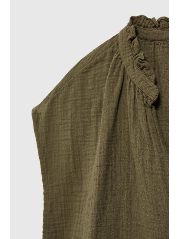 Moodo Pamučna bluza s V-izrezom maslinasta Moodo