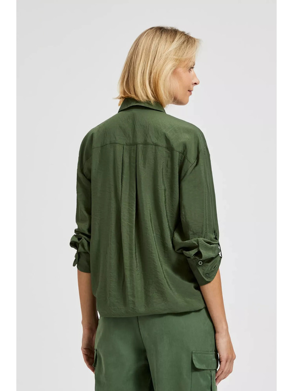Moodo Khaki košulja s džepovima i zavrnenim rukavima Moodo
