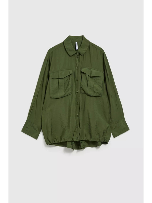 Moodo Khaki košulja s džepovima i zavrnenim rukavima Moodo