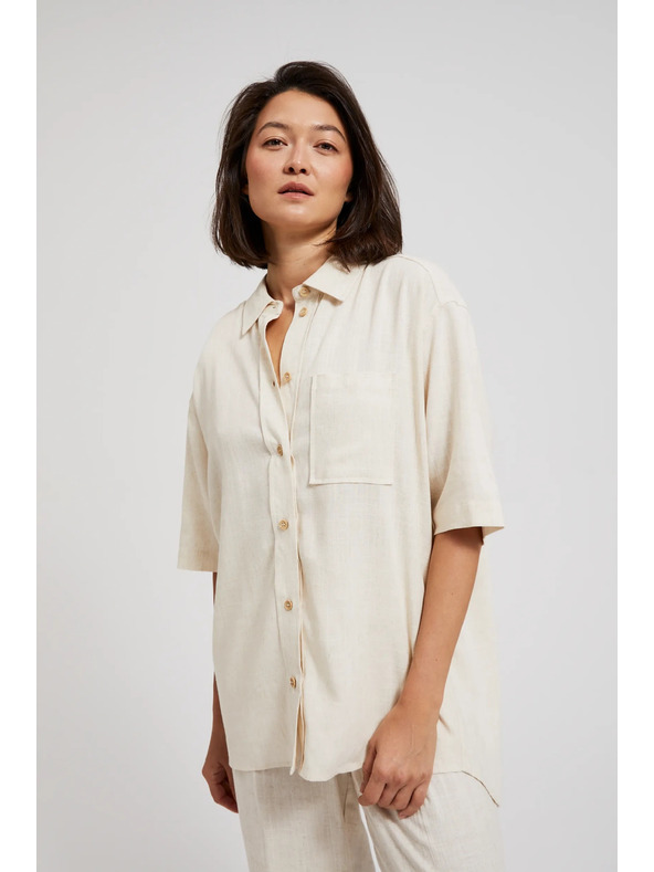 Moodo Lanena košulja s džepićem bež Moodo