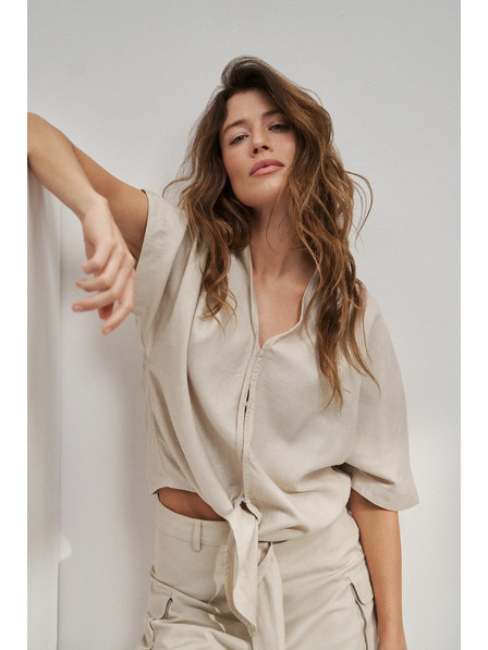 Moodo Lanena košulja s vezivanjem bež Moodo