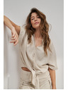 Moodo Lanena košulja s vezivanjem bež Moodo